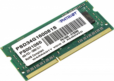 Оперативная память SO-DIMM PATRIOT PSD34G160081S DDR3 4Гб  – фото