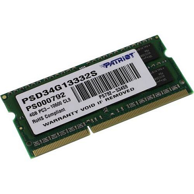 Оперативная память SO-DIMM PATRIOT PSD34G13332S DDR3 4Гб  – фото
