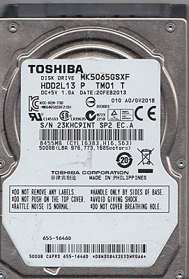Жесткий диск для ноутбука TOSHIBA MK5065GSXF 500Гб #3 – фото
