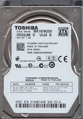 Жесткий диск для ноутбука TOSHIBA MK1676GSX 160Гб #3 – фото