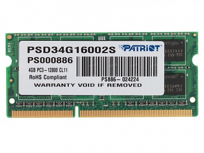 Оперативная память SO-DIMM PATRIOT PSD34G16002S DDR3 4Гб  – фото