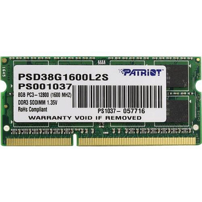 Оперативная память SO-DIMM PATRIOT PSD38G1600L2S DDR3 8Гб (Новая) – фото