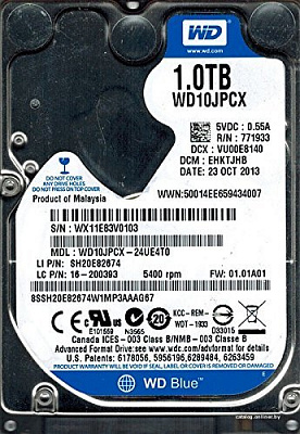 Жесткий диск для ноутбука WD WD10JPCX 1Тб (Новый) – фото