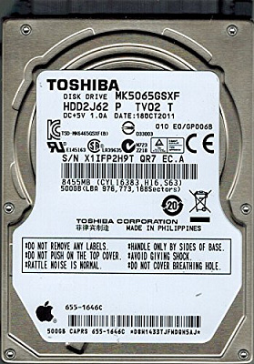 Жесткий диск для ноутбука TOSHIBA MK5065GSXF 500Гб #2 – фото