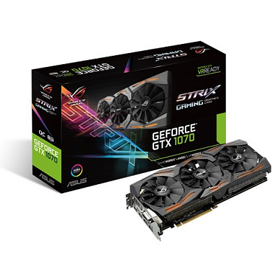 Видеокарта ASUS GEFORCE GTX1070 STRIX GAMING 8Гб задвоенная – фото