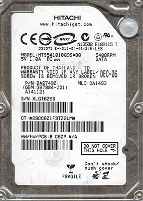 Жесткий диск для ноутбука HITACHI HTS541010G9SA00 100Гб #1 – фото