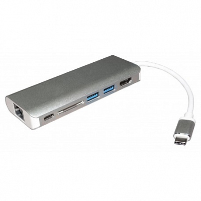 Адаптер PALMEXX TYPE-C (USB-C) HDMI-2*USB3.1-USBC-CARDREADER-ETHERNET – фото