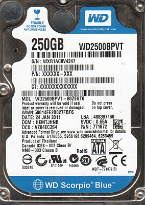 Жесткий диск для ноутбука WD WD2500BPVT 250Гб #2 – фото