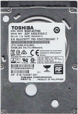 Жесткий диск для ноутбука TOSHIBA MQ01ACF050 500Гб #2 – фото