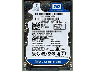 Жесткий диск для ноутбука WD WD1600BEVE 160Гб – фото